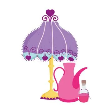 Lamp teapot elixir bottle cartoon Stock Illustration