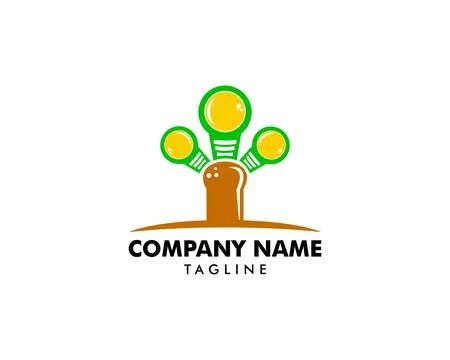 Lamp with tree logo icon design vector Stock Illustration