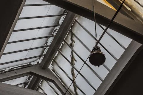 Lamp under windowpanes in a hall Stock Photos