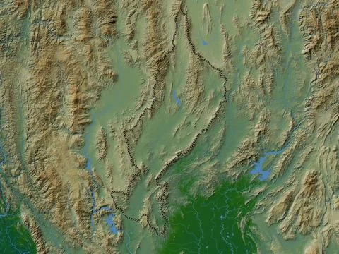 Lampang, Thailand. Colored elevation map with lakes and rivers Stock Illustration
