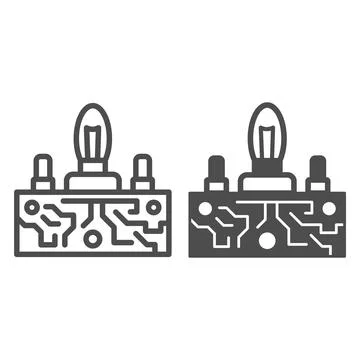 Lampas PCB control line and solid icon, electronics concept, Printed circuit Stockillustratie