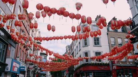 Lampions in Chinatown during lockdown Video stock 131065375