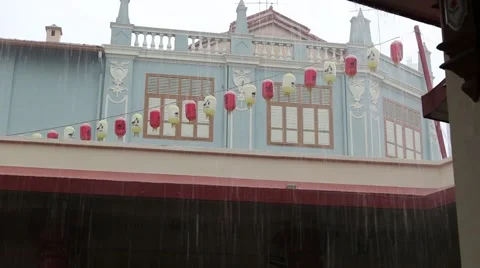 Lampions in Rain Stock Footage 42702813