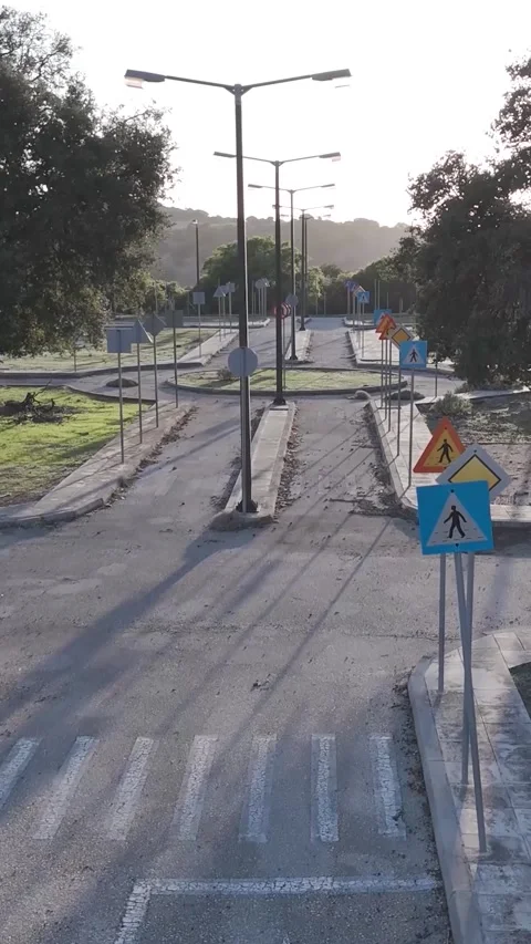 Lamppost being installed in driving school Video stock 290451016