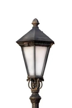 Lamppost isolate. Black classic street lamp on white background Stock Illustration