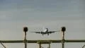 Lamppost with landing airplane HD Footage