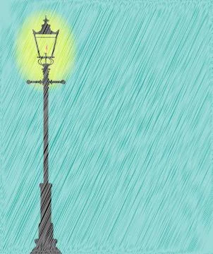 Lamppost In the Rain Stock Illustration