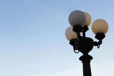 Lamppost at the right in the sunset Stock Photos