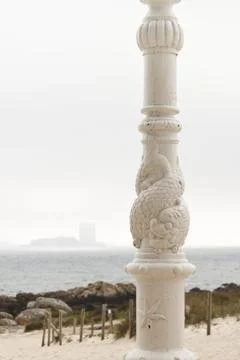 Lamppost in Samil beach. Stock Photos