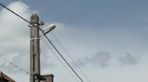 Lamppost/Power Pole in Romania -Graded- Stock Footage 52484016