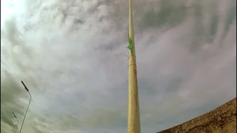 Lampposts against a background of moving clouds Stock Footage 340321270