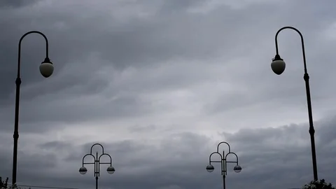Lampposts during the day in summer cloudy weather Video stock 93913794