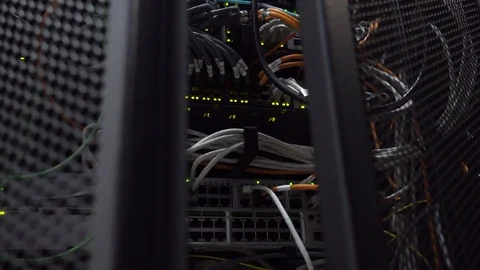 Lamps blinks on servers in modern data center. Open door rack. Stock Footage 122295253