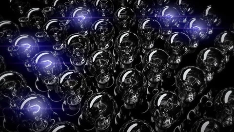 The lamps light on and off. The idea is like a flash. Abstract animation of Stock Footage 246013584