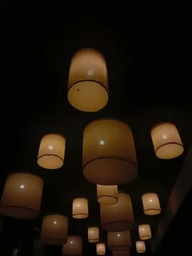 Lamps lighted on night  Foto stock