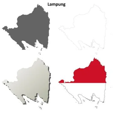 Lampung blank outline map set 스톡 일러스트