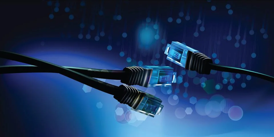 LAN cable with abstract background Stock Illustration