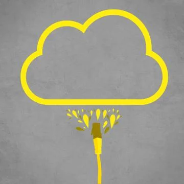 LAN cable connected to cloud service Stock Photos