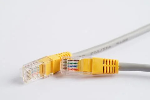 Lan cable internet connection network, rj45 connector ethernet cable. Stock Photos