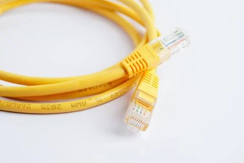 Lan cable internet connection network, rj45 connector ethernet cable. Stock Photos