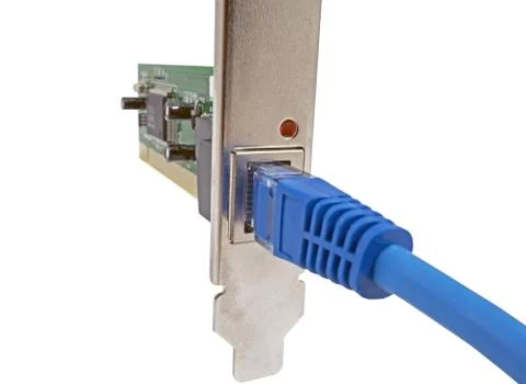 Lan cable &amp; network card Stock Photos