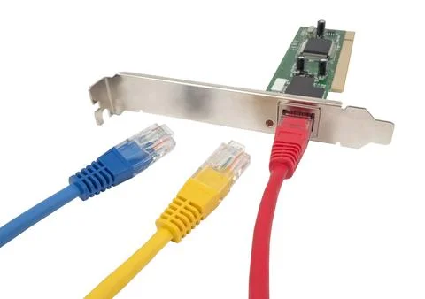 Lan cable &amp; network card Stock Photos