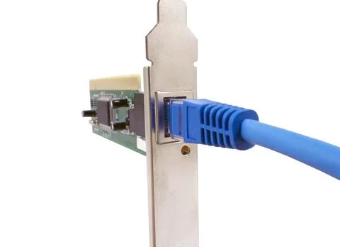 Lan cable &amp; network card Stock Photos