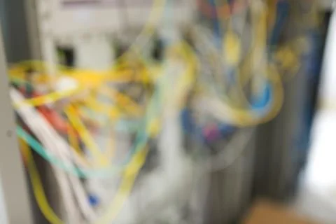 Lan cable in network room Stock Photos