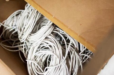 Lan cable in network room Stock Photos