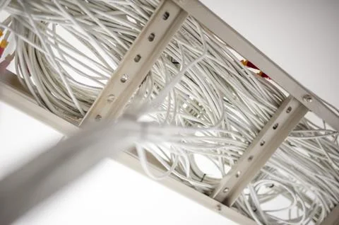 Lan cable in network room Stock Photos