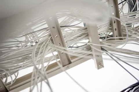 Lan cable in network room Stock Photos