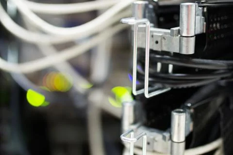 Lan cable in network room Stock Photos