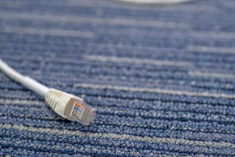 LAN cable or Ethernet cable rj45 plugins on carpet Stock Photos
