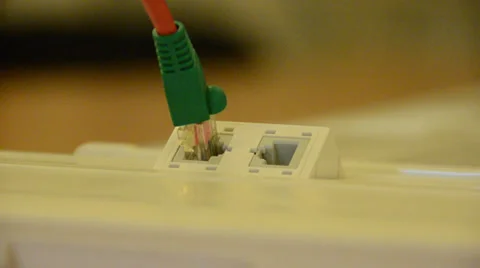 LAN cable pluged in Stock Footage 32927127