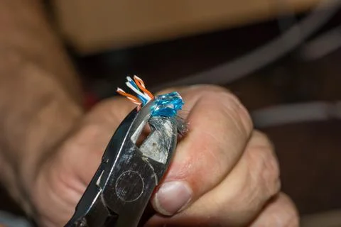 LAN cable preparation Stock Photos