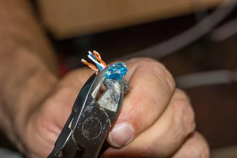 LAN cable preparation Stock Photos