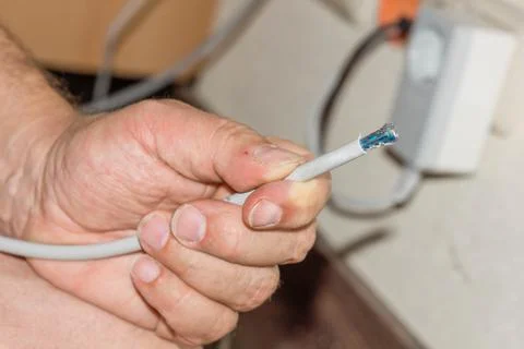 LAN cable preparation Stock Photos