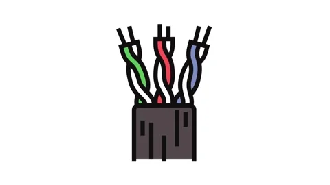 Lan cable wire color icon animation Stock Footage 326100539