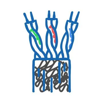 Lan cable wire icon doodle illustration Stock Illustration
