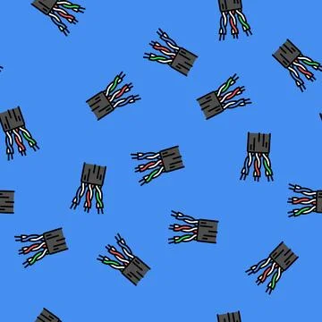 Lan cable wire vector seamless pattern Stock Illustration