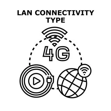 Lan connection types and global network technologies concept Stock Illustration