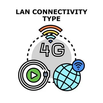 Lan connection types and global network technologies concept Stock Illustration