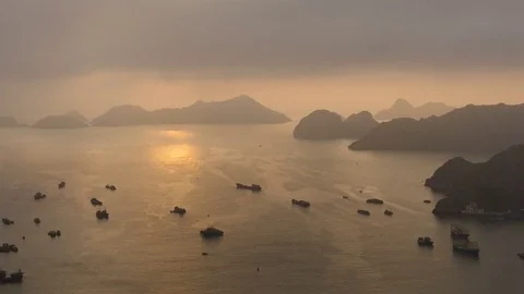 Lan Ha Bay sunset time lapse, Vietnam Stock Footage 85227898