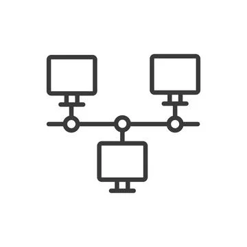 LAN, icon in line design. LAN, network, connectivity, Ethernet, router, switch Stock Illustration
