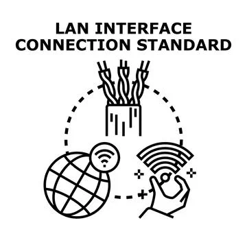 Lan interface connection standard for network technology イラスト素材