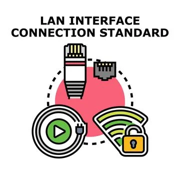 Lan interface connection standard for network technology Stock Illustration