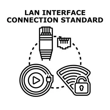 Lan interface connection standard for network technology Stock Illustration