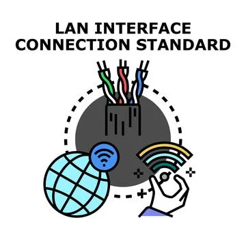 Lan interface connection standard for network technology Stock Illustration