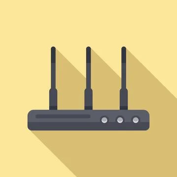 Lan modem icon flat . Device hub Illustrazione stock
