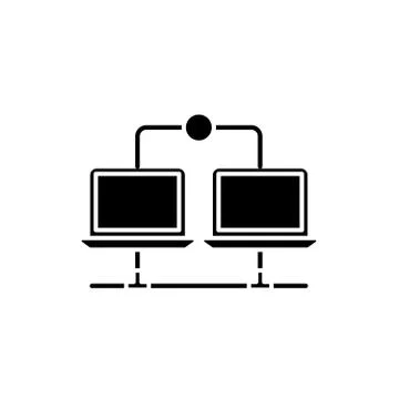Lan network black icon, vector sign on isolated background. Lan network concept Stock Illustration
